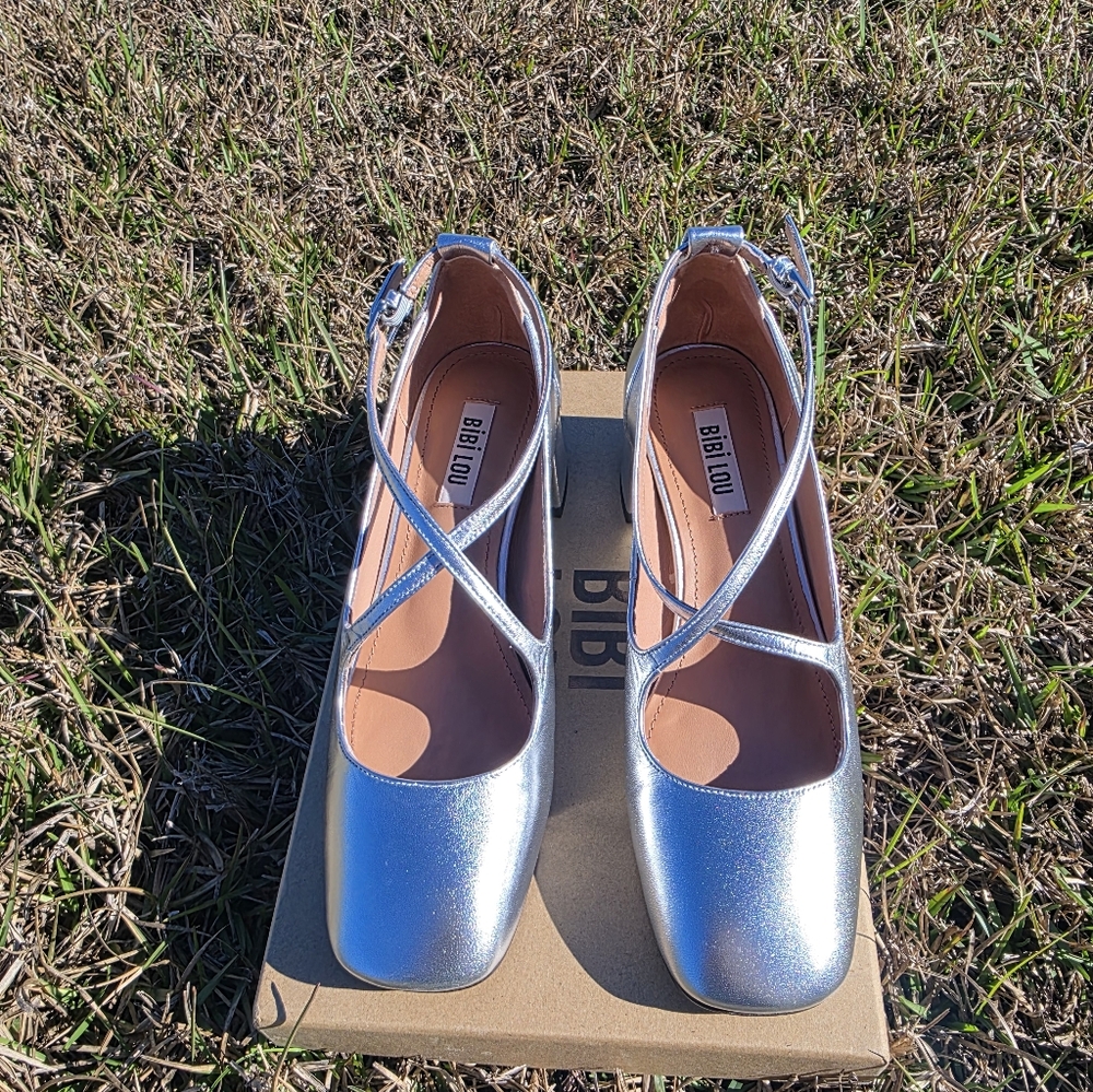 BIBI LOU Silver Strappy Heels